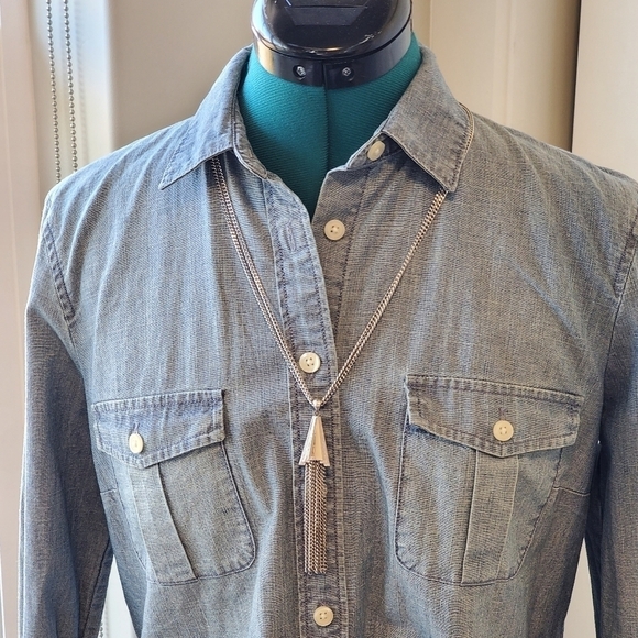 MONET SIGNED SILVER DOUBLE STRAND CHAIN NECKLACE FRINGE PENDANT JEWELRY COSTUME - Picture 1 of 12